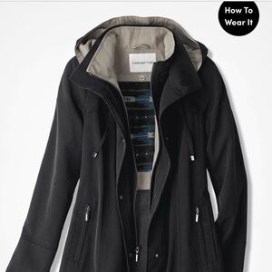 Coldwater Creek Black Utility Jacket with Tan Lining